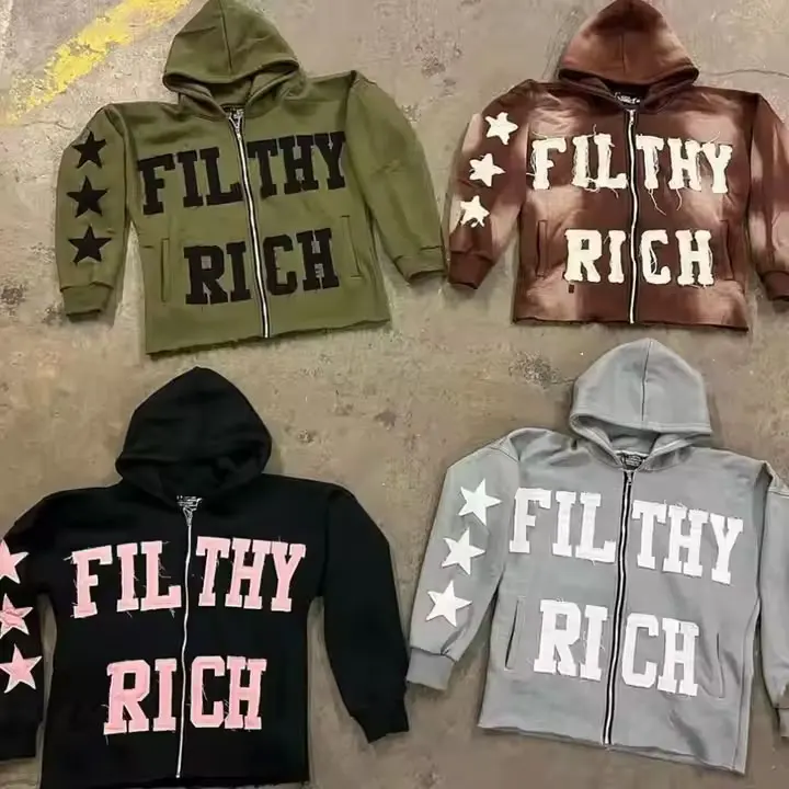 Wholesale Price Long Sleeve Heavyweight Sweatshirts For Women Streetwear Clothing Acid Wash Boxy Plain Zip Up Cropped Hoodie