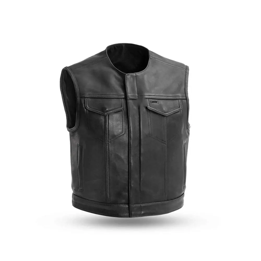 Wind Proof Motorbike Leather Vest OEM ODM Leather Biker Vest