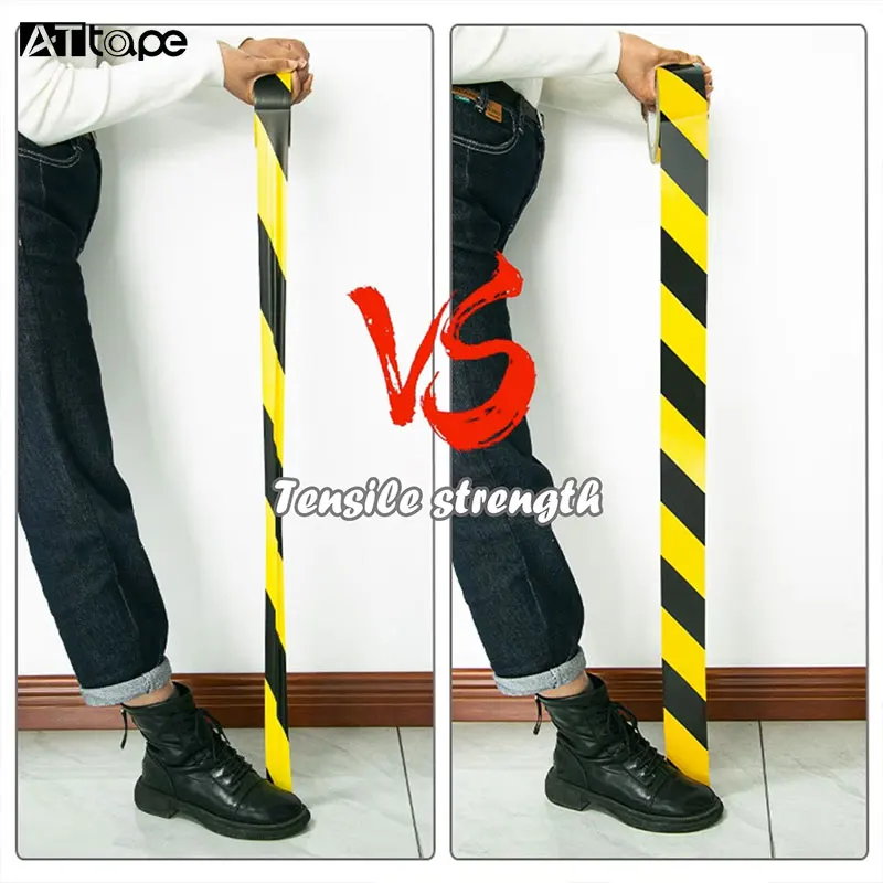 Black and Yellow High Viscosity PVC Film Base Material Floor Marking Warning Caution Self Adhesive Tape