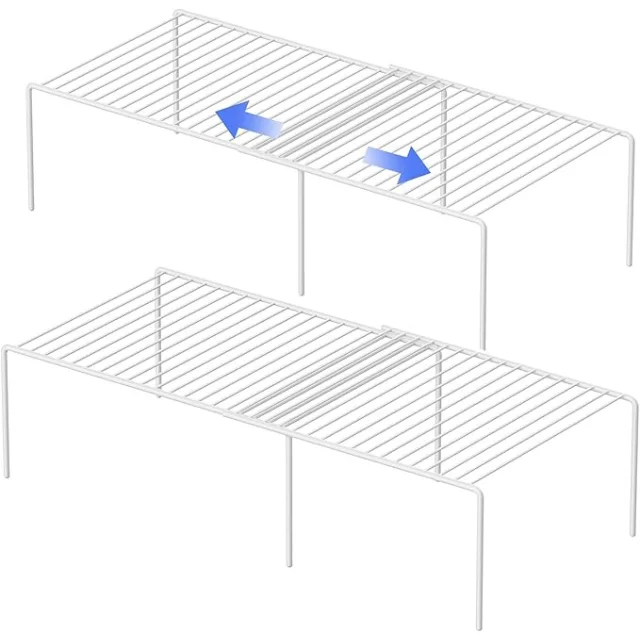 Modern Cabinet Storage Shelf Rack: Expandable Rustproof Metal Organizer for Kitchen Counters and Cabinets