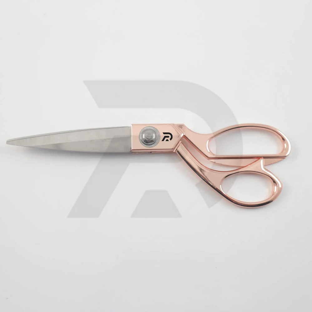 Professional Pink-Plated Stainless Steel Scissors with Metal Handle for Tailoring Office Embroidery DIY Projects
