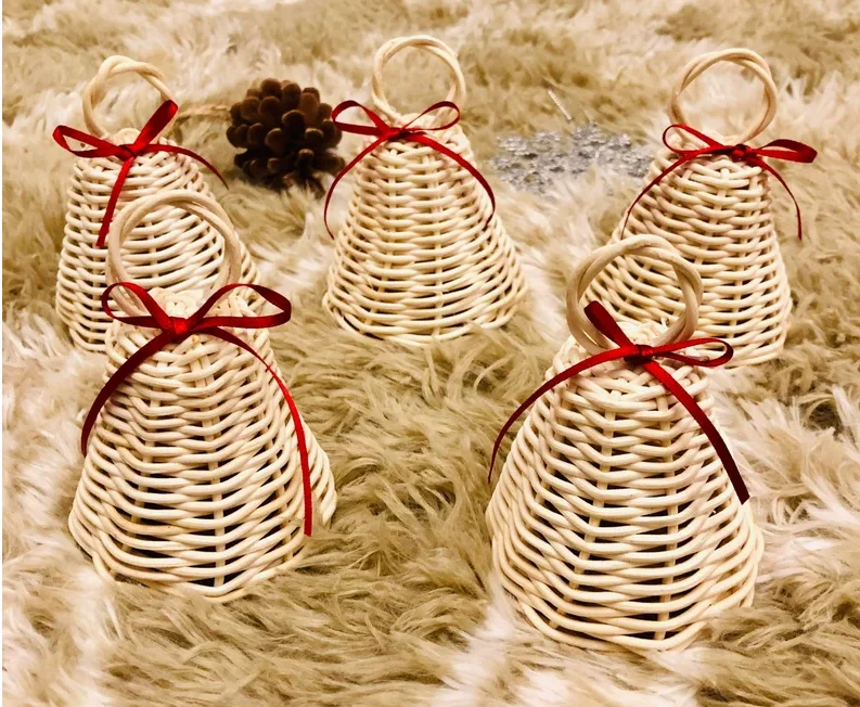 Best Seller Cheap Price Handmade Rattan Bell Christmas Bell For Home Decoration 2022