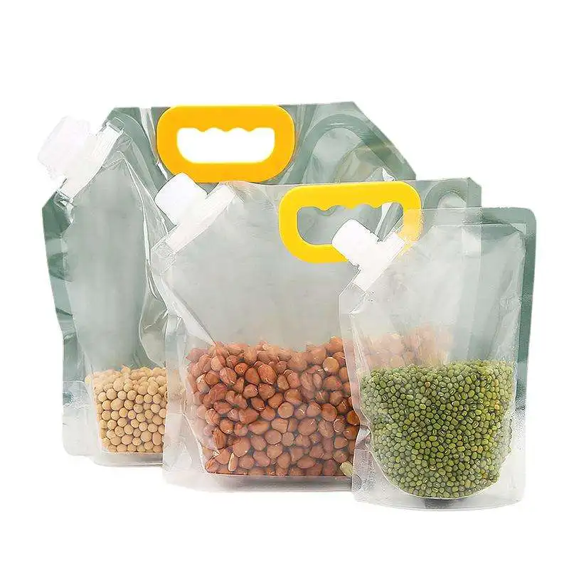 Liquid Packaging Stand up Suction Nozzle Pouch Spout Top Beer Drink Juice Grain Packaging Bags with Tap Transparent PE Security