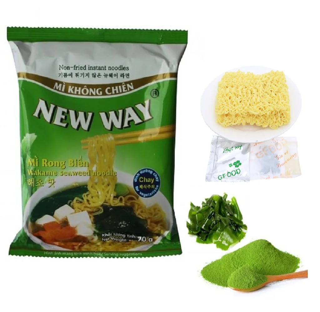 Top selling WAKAME SEWEED NOODLE ISO 22000-2018 Wheat flour Non Fried Instant Noodles  best price  manufacturer in Viet Nam