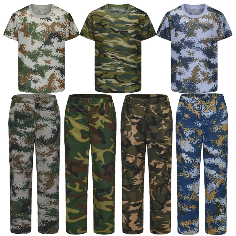 Customized Tactical pants and Tshirts camouflage T shirts tactical tshirt hunting pant wear for men