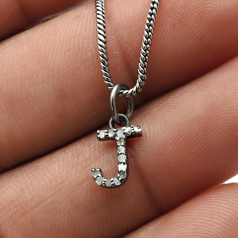 B Alphabet Black Rhodium Plated 925 Sterling Silver Natural Diamond Pendant Gift For Her Wholesaler Manufacturer Supplier India