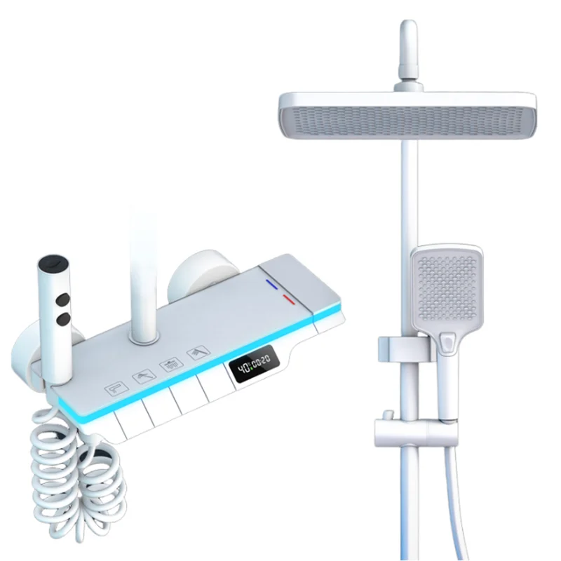 LED Digital Display Wall-Mounted Shower Set System Multifunction Hot&cold Shower Head with Piano Keys Bath & Shower Faucets