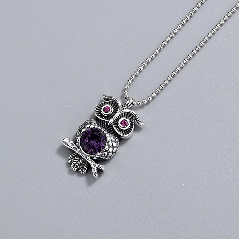 Lerca Factory Price High Quality Dropship Antique Jewelry 925 Sterling Silver CZ Owl Pendant Necklace