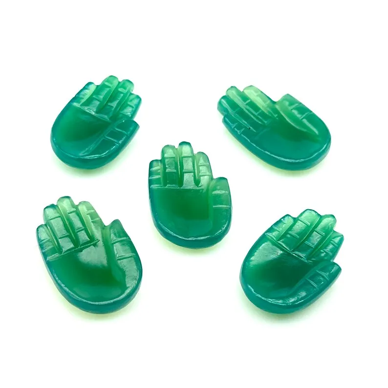 Natural Green Onyx Hamsa Hand Carved Gemstone Charms 26mm Stone Carving Beads for Jewelry Making From Indian Wholesaler