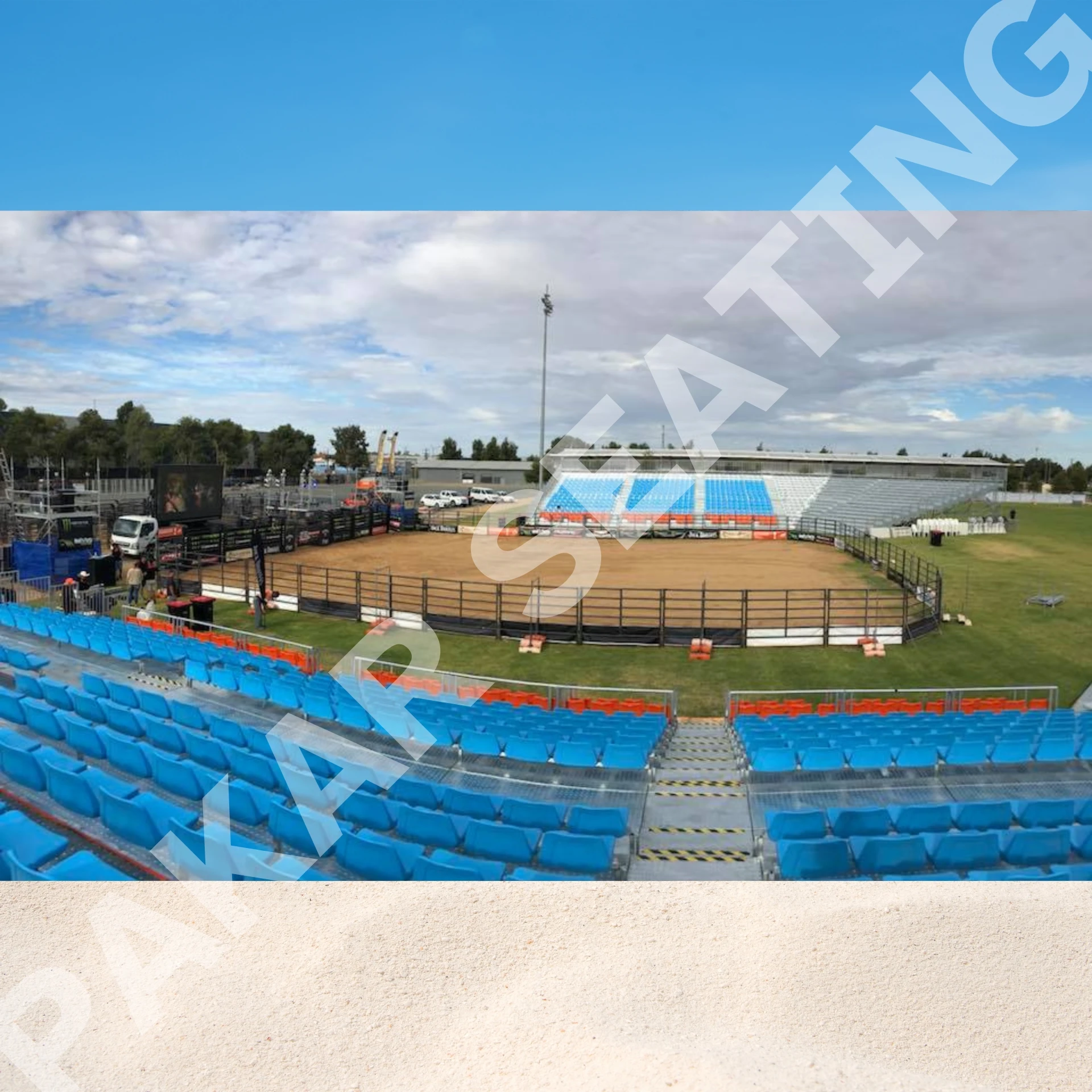 Grandstand for Bull Riding with Staircases Bleachers Bull riding show Event Tribunes
