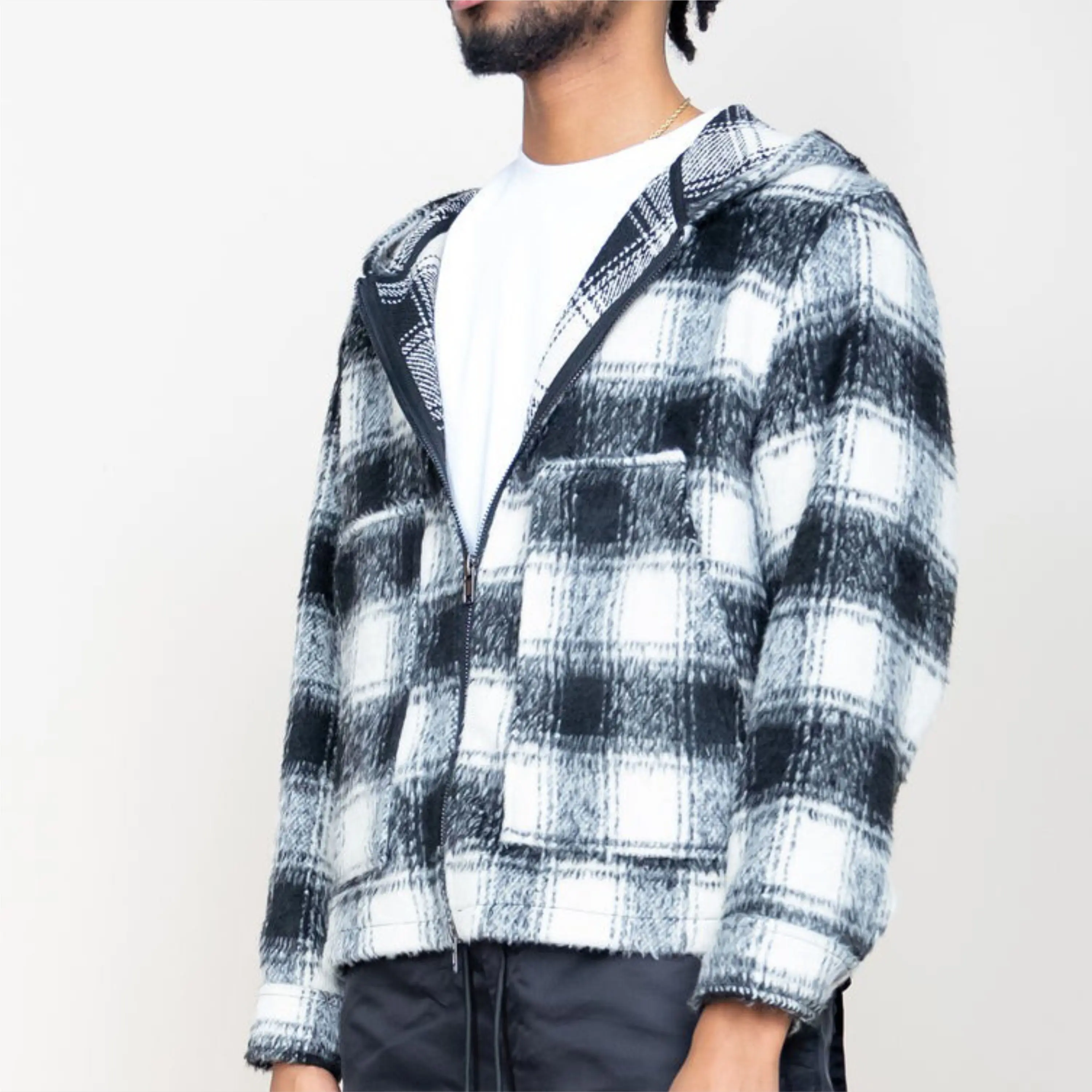 Clothes Casual Streetwear Mens Khaki Light Blue wool Jackets Coats classic stand up collar Bomber Spring Autumn Jacket