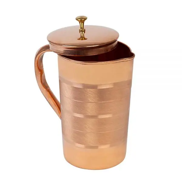 Pure Copper Hammered Jug Capacity 1.5l glass pitcher with lid hot/cold water jug unique Brass Knob Water Jug Drink ware Pitchers