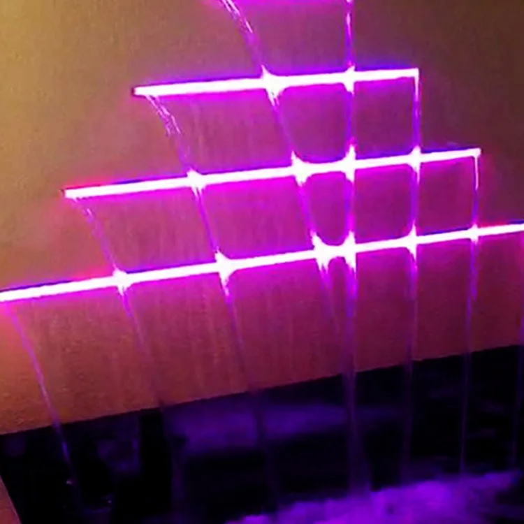 RGB Light Rectangular pool water waterfall Stainless Steel Swimming Pool Cascade Water Blade Led Acrylic Waterfall
