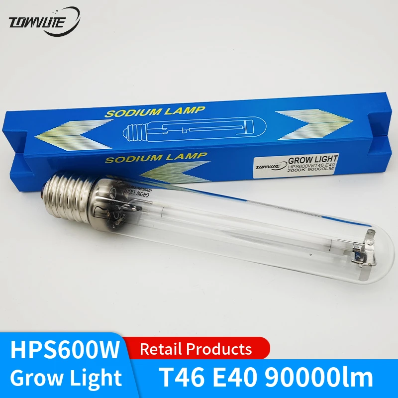 Long life high light flux promotes plant growth light HPS600W T46 E40 90000LM plant sodium lamp