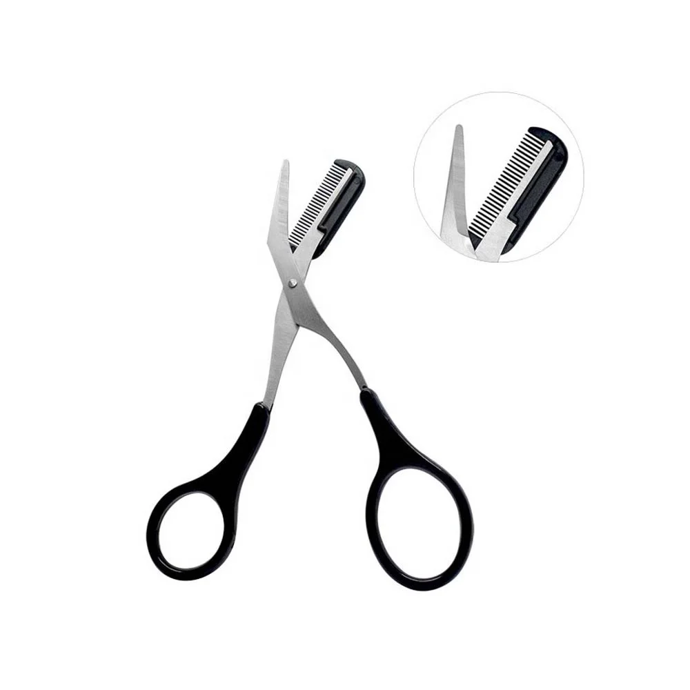 Eyebrow Trimming Scissors With Comb Eyelash Hair Scissors Stainless Steel Brow Shaver Grooming Tools