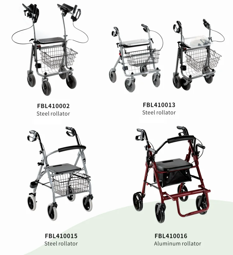 Bliss Medical Mobility Aids Lightweight Four Wheel Cart Folding Steel Suitable For Rollator With Seat For Disabled Older People