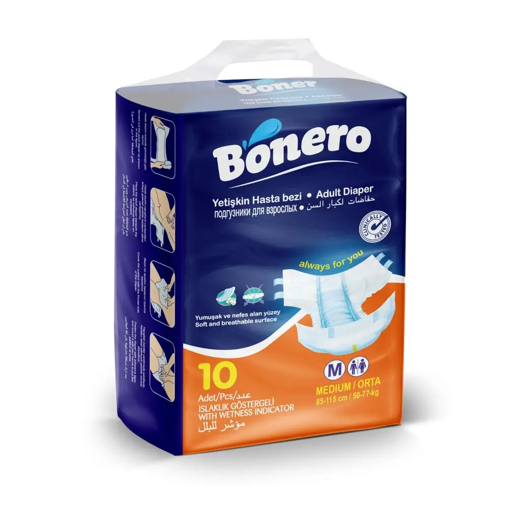 Adults diapers Bonero High quality 10psc per pack Supplier in Turkey Large Disposable diapers Adult care products turkish  Manuf