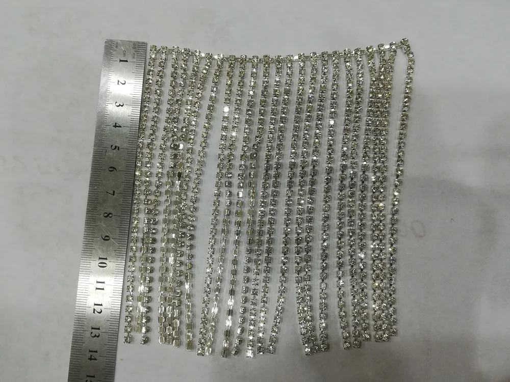 Rhinestone silver trim crystal neck designs roll diamond rhinestone cup chain for jewellery rhinestone chain roll diy