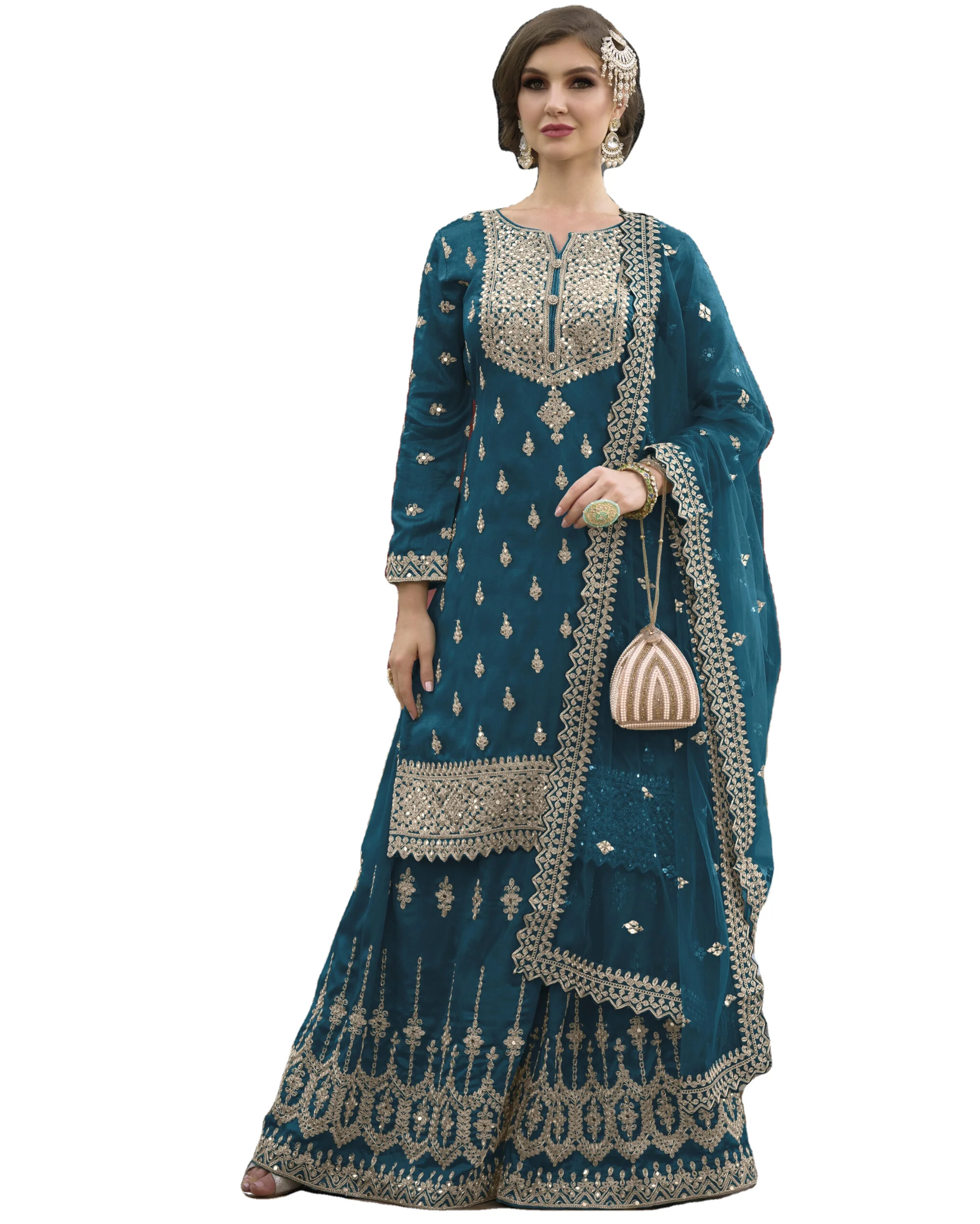 Exquisite Stitched Embroidered Silk Salwar Suit with Net Dupatta for Womens Available at Affordable Price from India