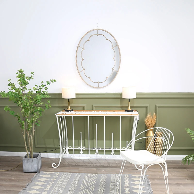 Large Oval Accent Home Decor Decorative Mirror Metal Frame Craft Irregular Oversized Decorated Wall Mirror