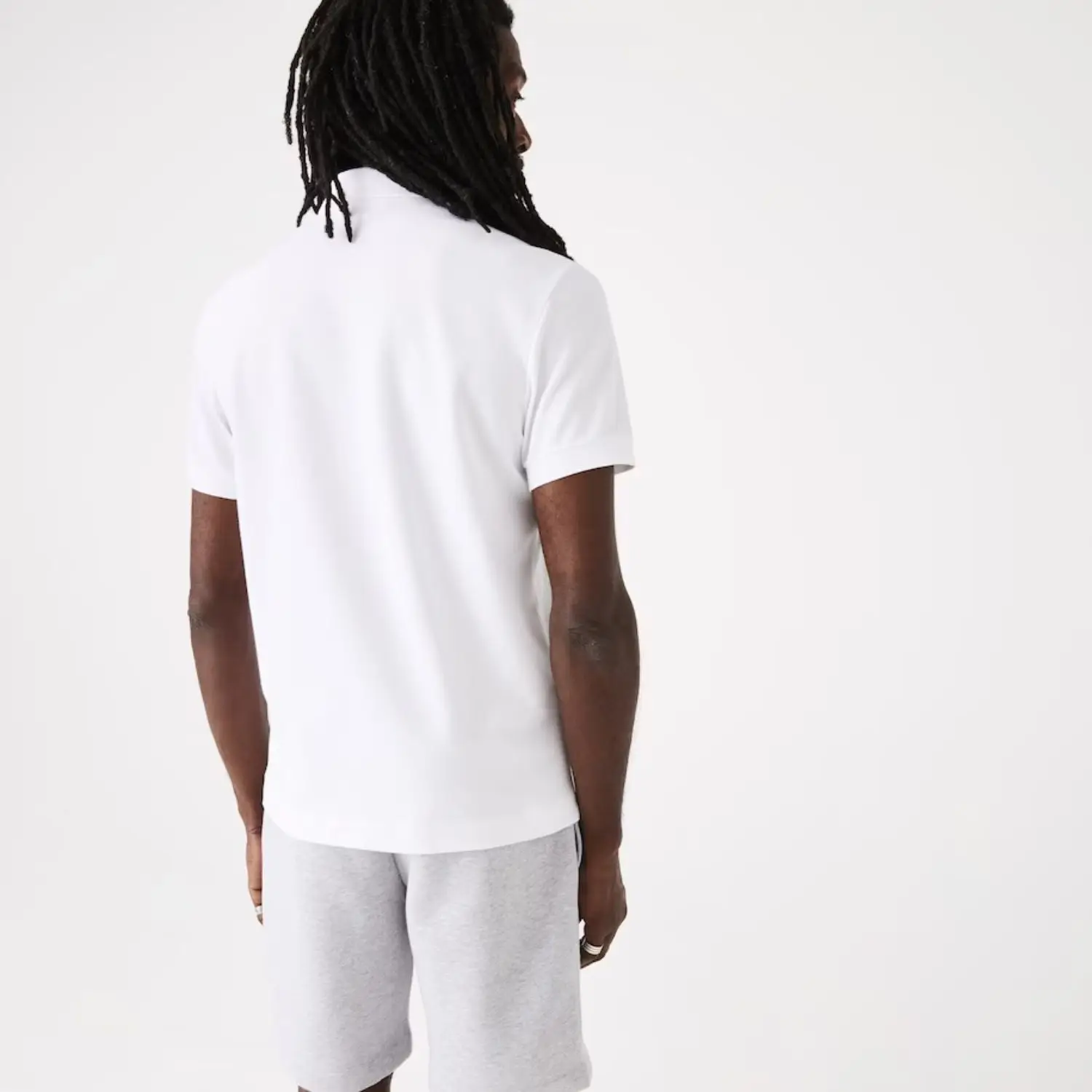 Custom Embroidered Logo Regular Fit 100% White Stretch Cotton Pique Polo Shirt with Concealed Button Placket and Rib