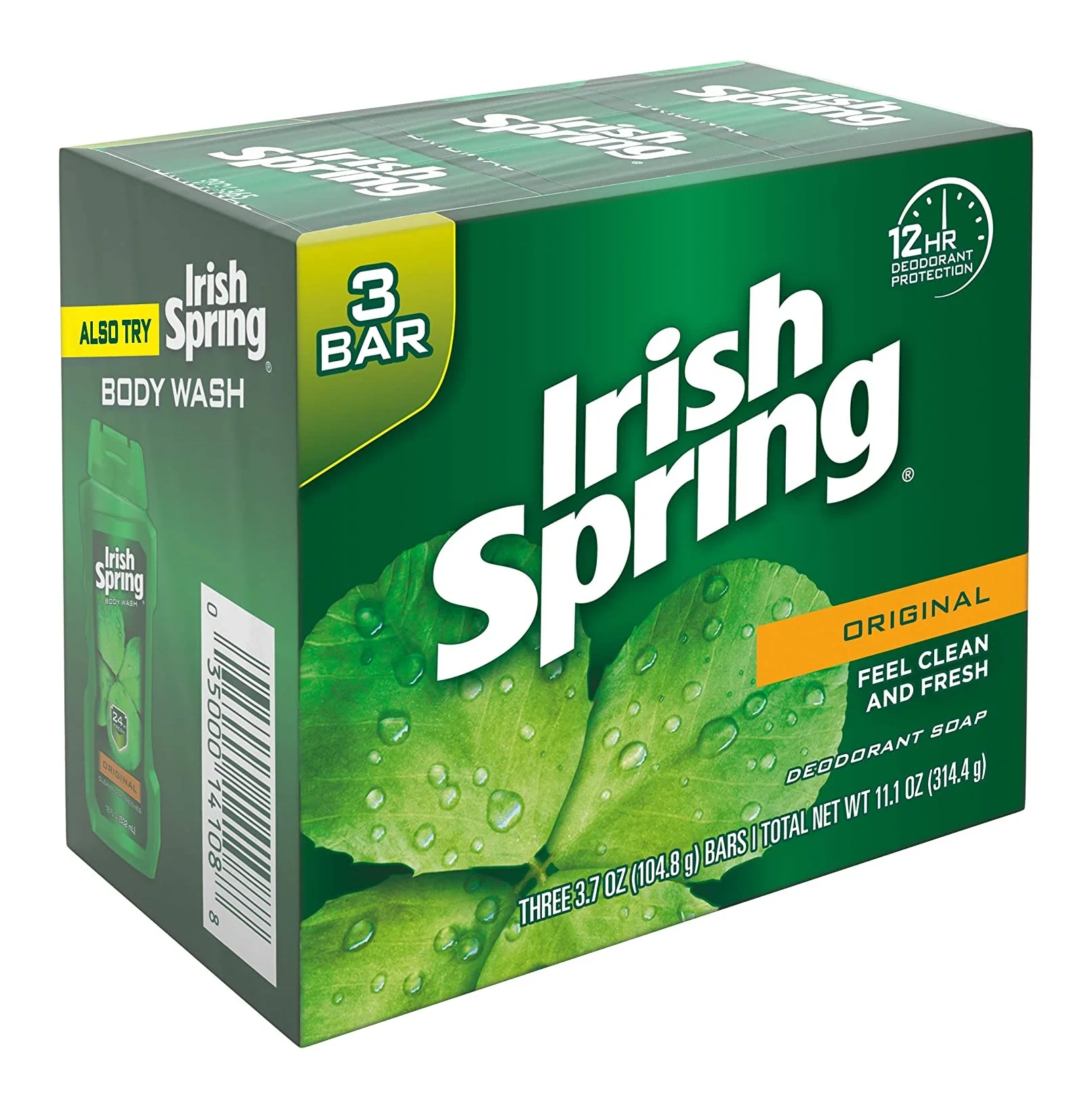 Irish Spring Deodorant Soap Original Bar, 3.7 Ounce (Pack of 3)