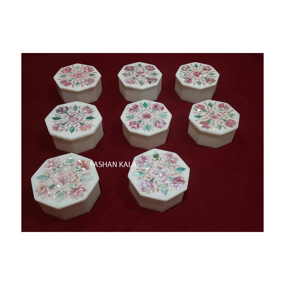 Rectangular Shape Jewelry Storage Customize Order Buyer Mix Color Giveaway 2023 Gift Box Mother Of Pearl Inlay Marble Ramadan