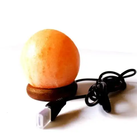 Seven Colour Changing Himalayan USB Ball Shaped Crystal Rock Salt Lamp with USP port to Attach With your Laptop anywhere