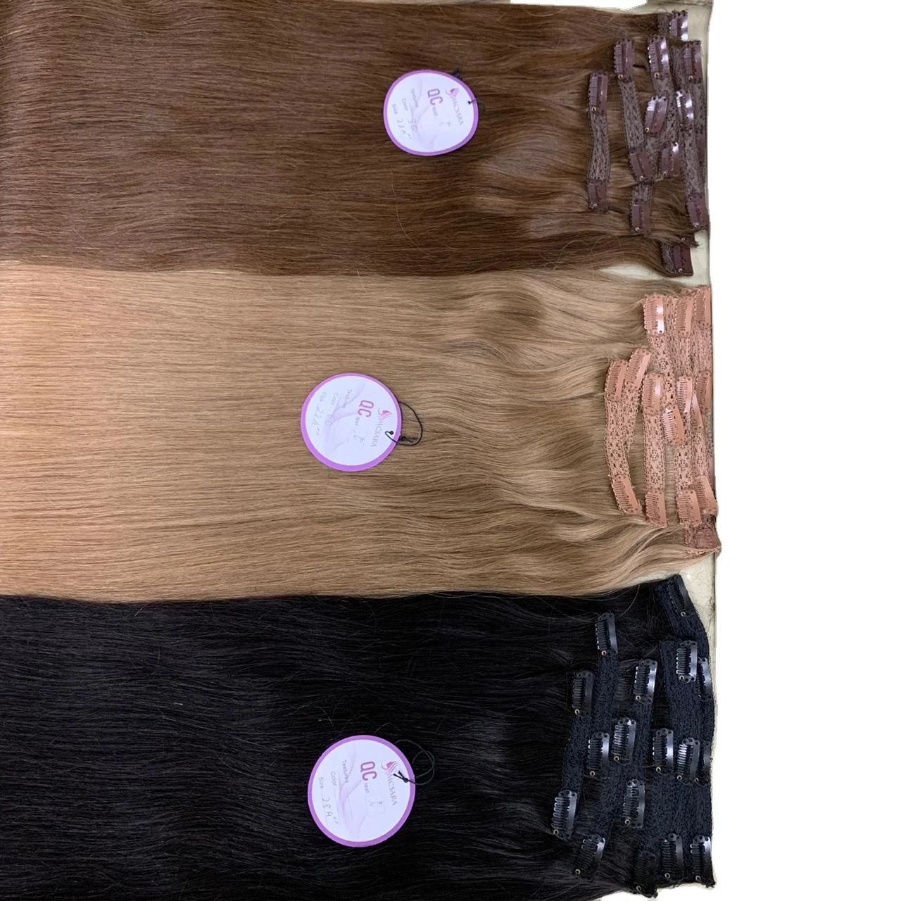 12A Grade  hair bundles Triple Weft Double Drawn  Invisible Seamless Hair Clip In Human Hair Extension OBM ODM