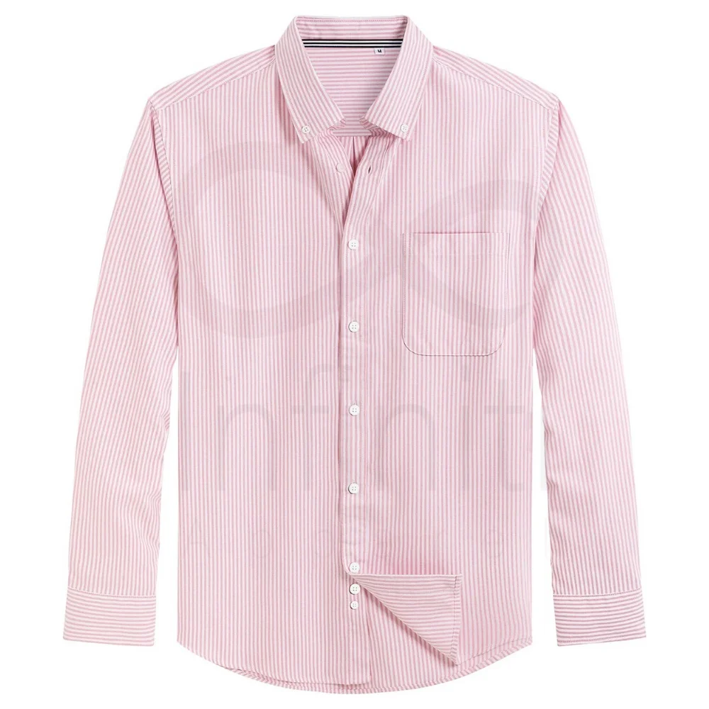 Розовая подкладка повседневные хлопковые рубашки на заказ с воротником пуговицах нагрудным карманом длинным рукавом офисные для мужчин