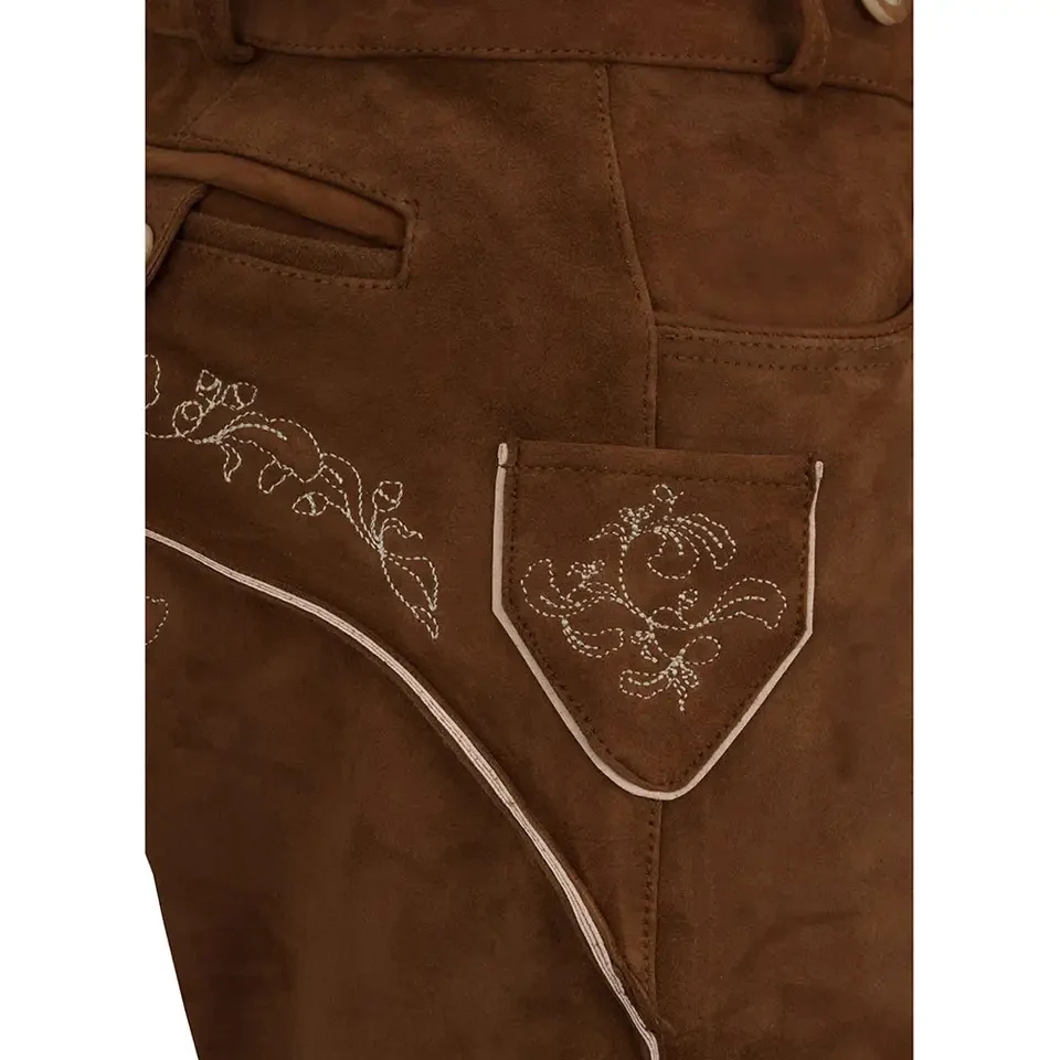 German And Austrian Lederhosen Long And Pant Short Distressed Leather Vintage Look Embroidered Bavarian Shorts For Men