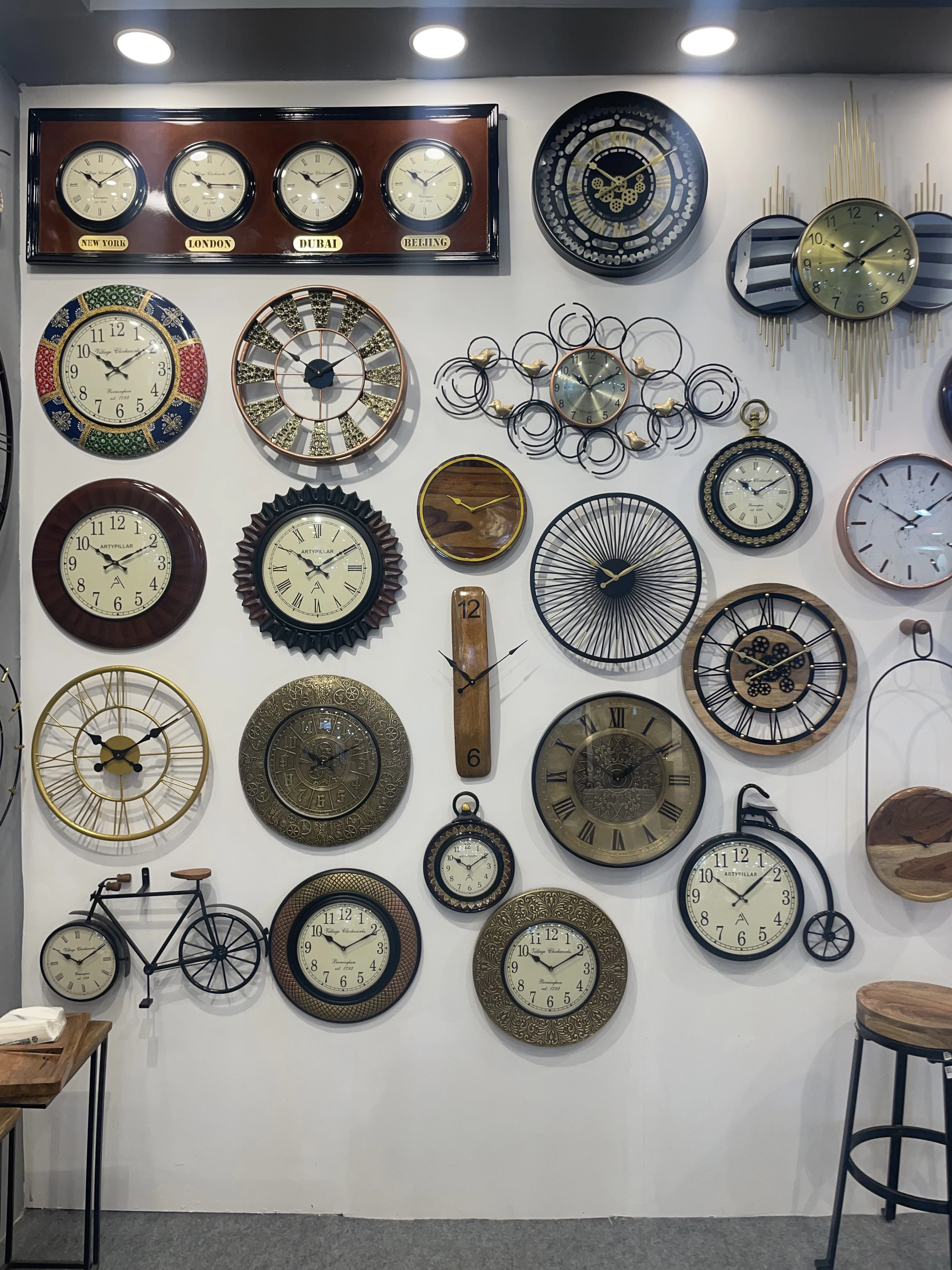 home decoration large iron silent quartz antique vintage decorative 3d metal wall clock home decor for living room