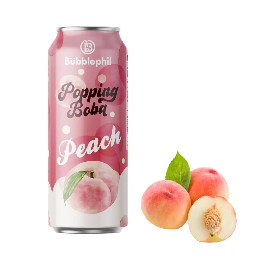 fruit juice drink cans for peach sparkling water popping boba
