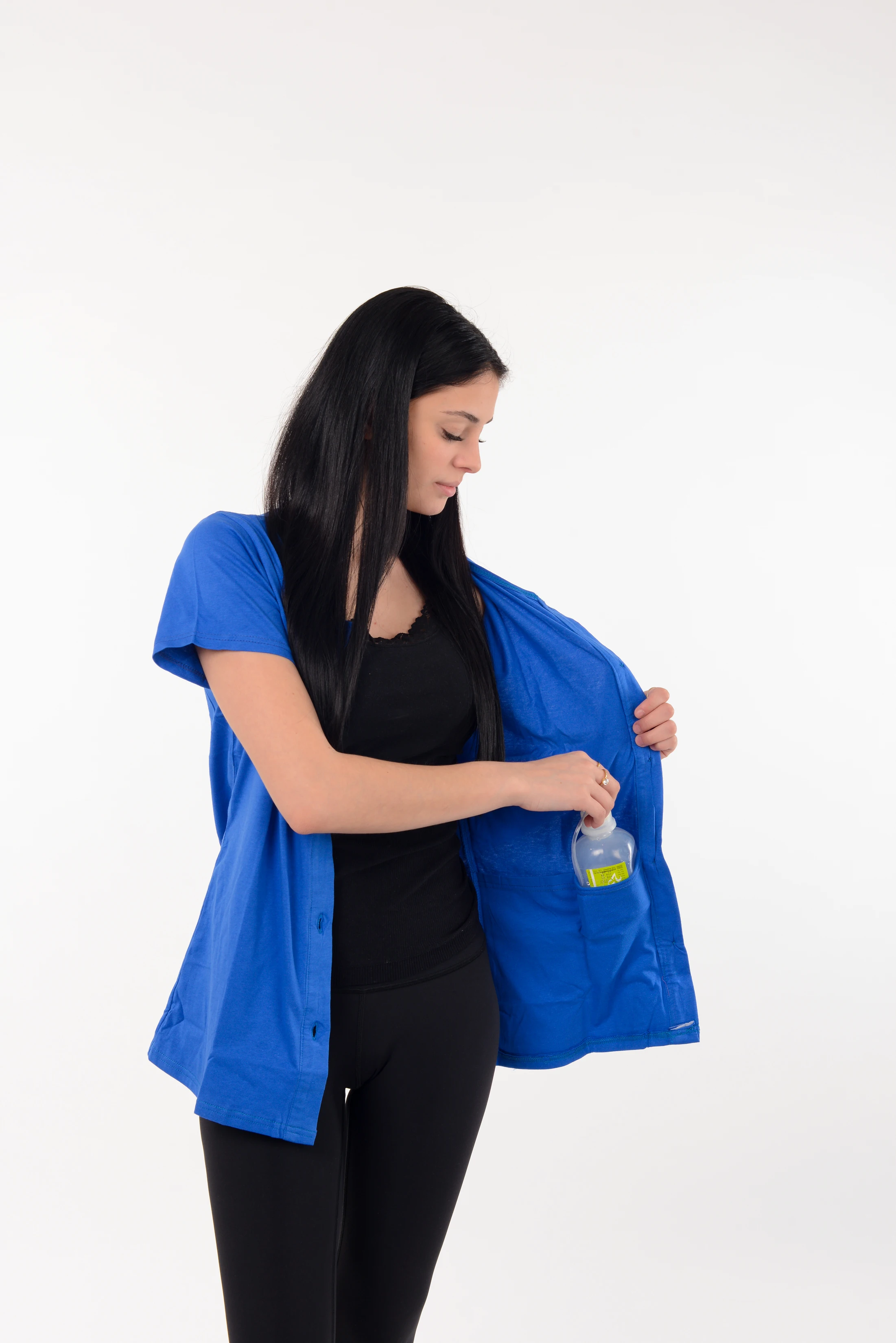 USBD Crew Neck Post Mastectomy Shirt with Drain Pockets