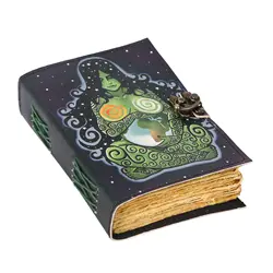 Оригинальный размер Печать Натуральная кожа ручная работа бумажная печать молочный античный ведьмахство винтажный кожаный Журнал Блокнот Журнал