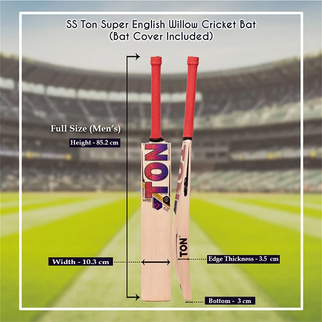 Ton Super English Willow Cricket Bat with bat cover sports equipments with embossed chrome sticker