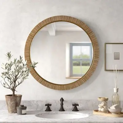 Bohemian Style Rattan Mirror Frame Perfect For Eclectic Home Interiors