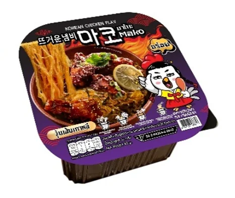 Sweet Potato Noodle Korean Hot Spicy Flavour (Mako brand) in self heating Set Box : 85g High Quality from Thailand 100% Export