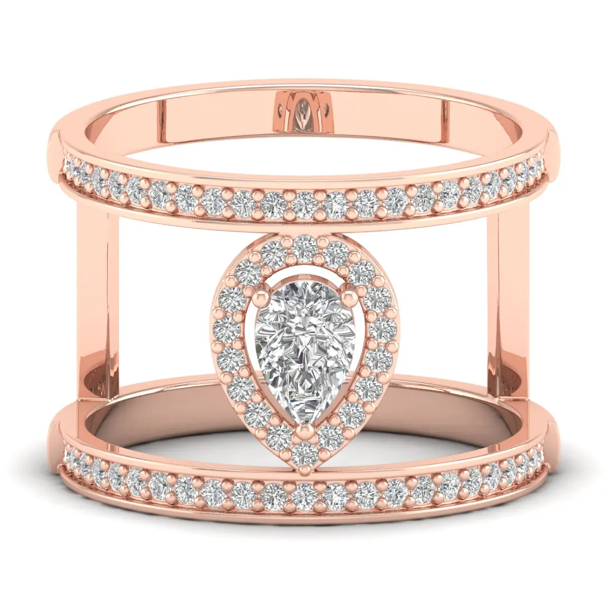 REYES Personalized Design Fashion 925 Sterling Silver Engagement Band Rings Pear Cut 0.82 Carat Moissanite Fine Jewelry For Her