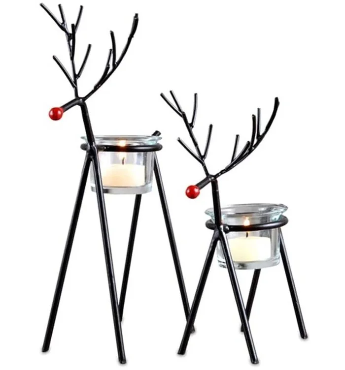 Reindeer Shape Wire Candle Holder Stand Factory Price Unique Christmas Decorative Ornament Shelf & Table Decor High Quality
