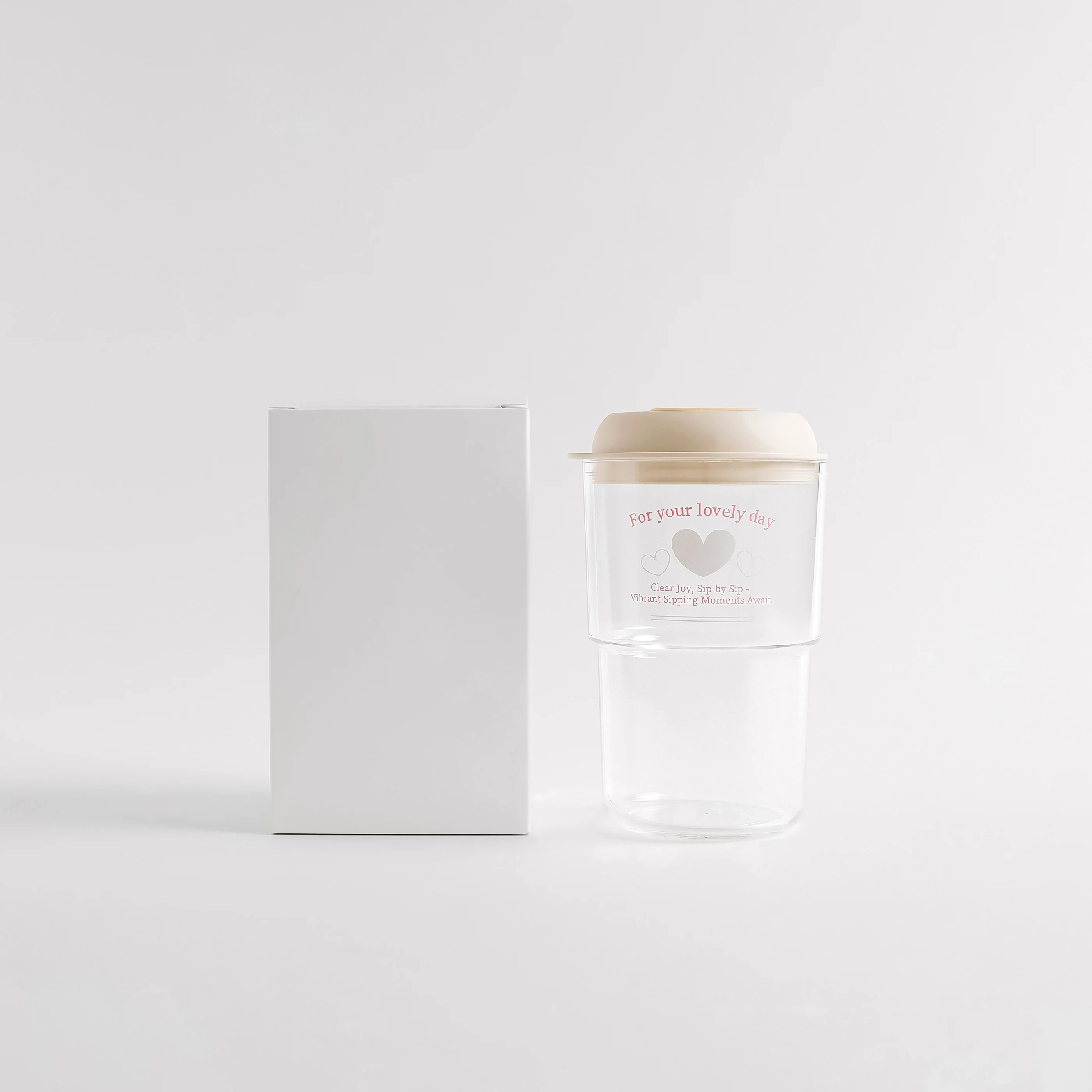 Smiley Clear Tumbler 500ml Reusable cup custom logo plastic cup with lid 500ml made in Korea - 9 Lid colors choice