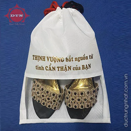 High quality reasonable price dustproof polyester Drawstring Shoe Bag customized logo made in Vietnam