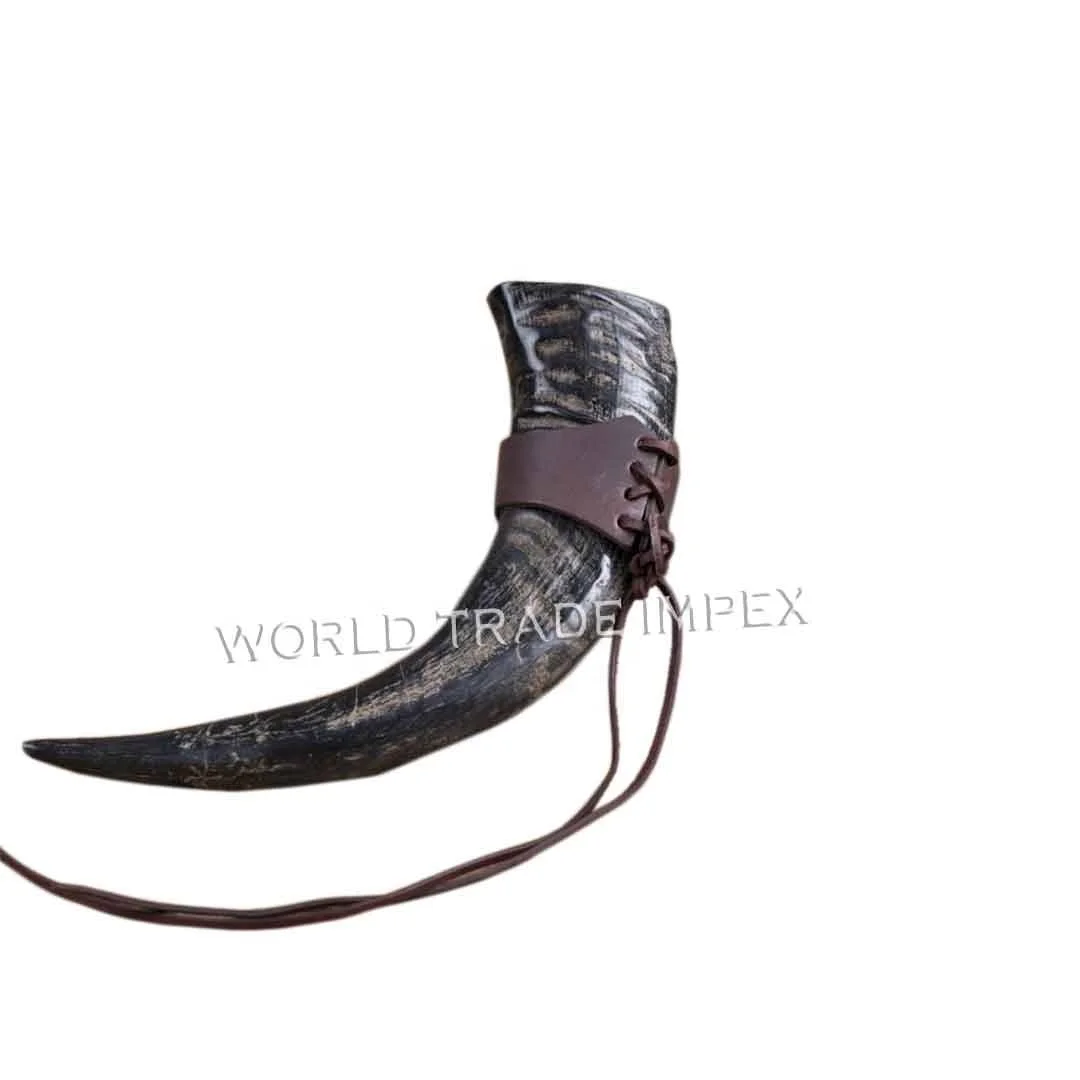 Customized Creative Traditional Beer Glass Polished Viking Drinking Horn Cup With Iron Stand