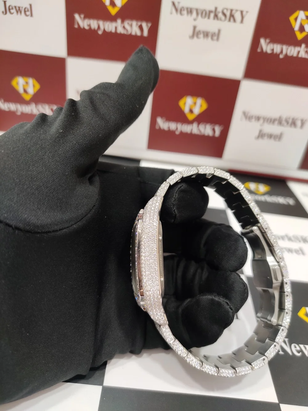 Большой производитель хорошее качество VVS Moissanite Diamonds микро-установка обледенение хип-хоп мужские наручные часы