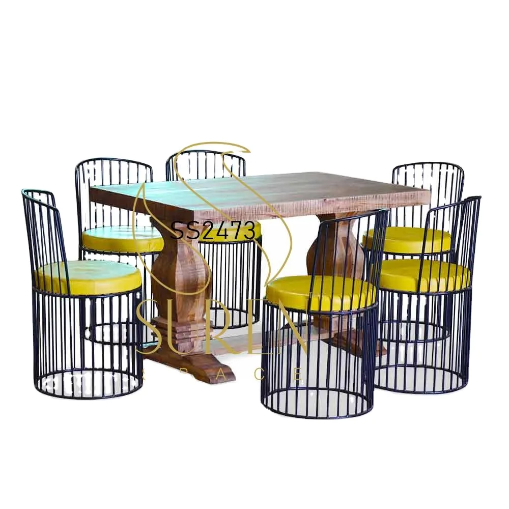 Ресторанный Обеденный набор железный металлический стул MS дизайнерская Коммерческая уличная мебель Aara из манго полууличная твердая древесина