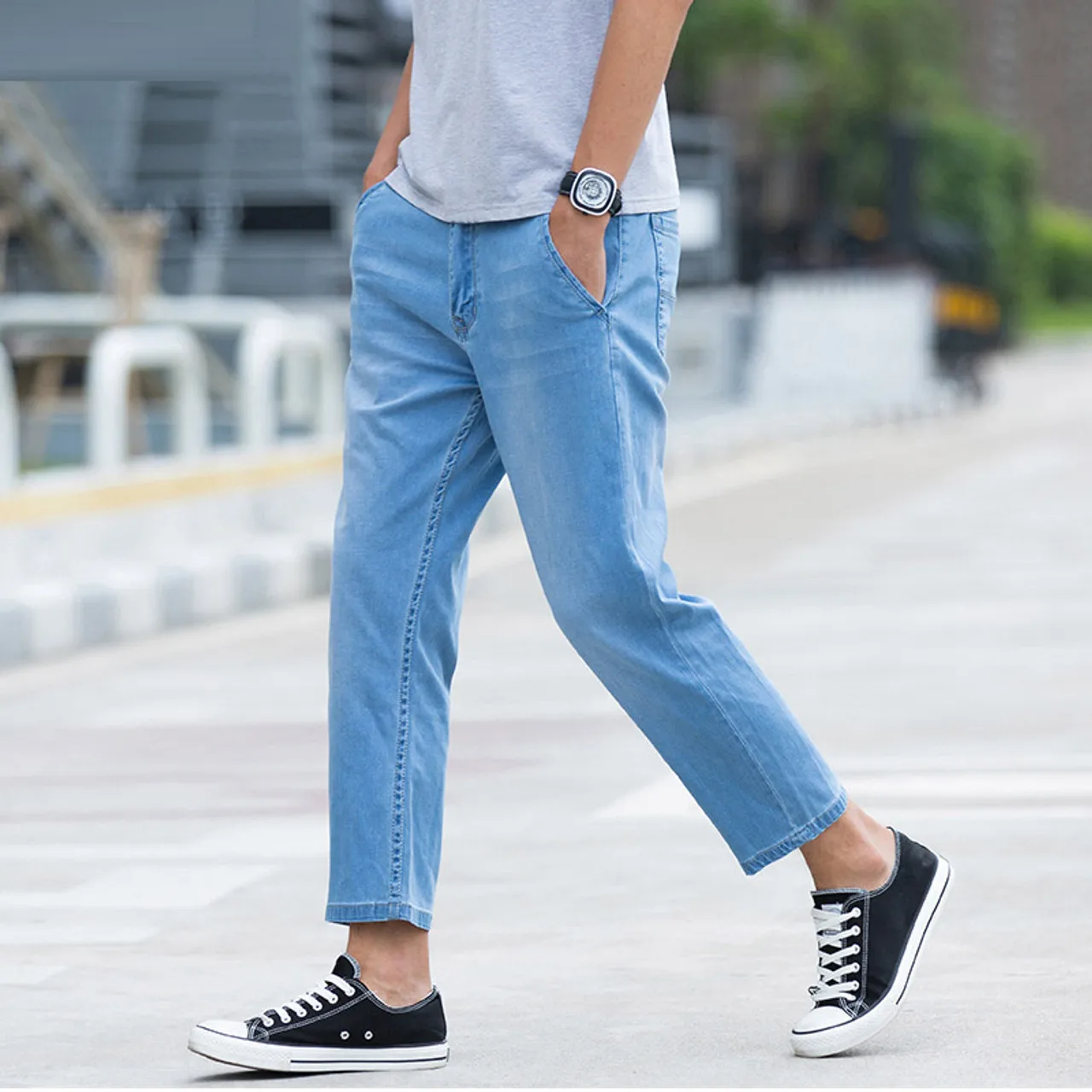 Denim Pant  Wholesale From Factory OEM custom high quality skinny fit appliqued denim jeans for men slim jean pants