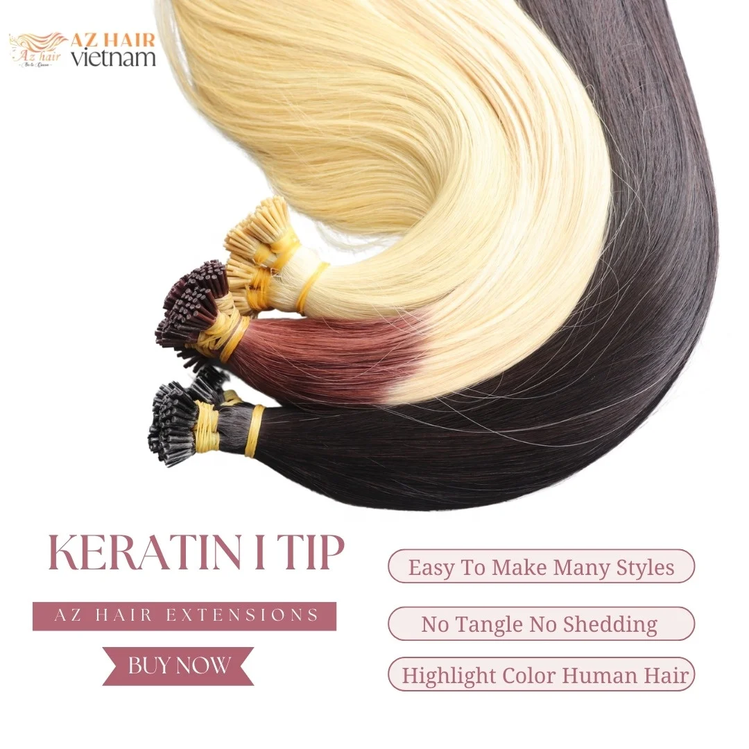 Super Double Drawn Vietnamese Pre bonded I Tip Human Hair Extensions Virgin Cuticle Aligned Hair