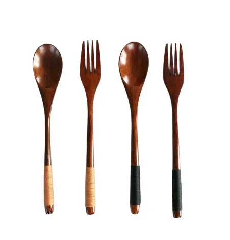 Modern Eco-Friendly Wooden Spoon & Fork Set for Restaurants & Hotels for Parties Stylish Tabletop Cooking Utensil