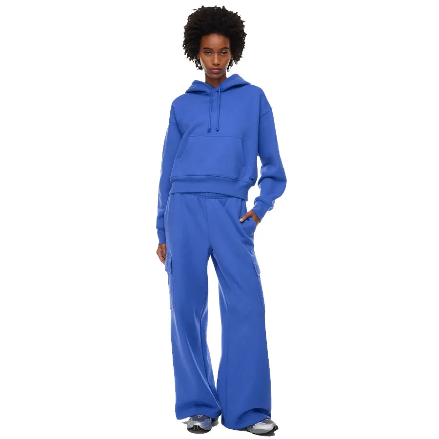 Most Stylish Men And Women Customized Blue Colour Flared Cargo Sweatpants With Elastic Waist For Sale In Bulk Quantity
