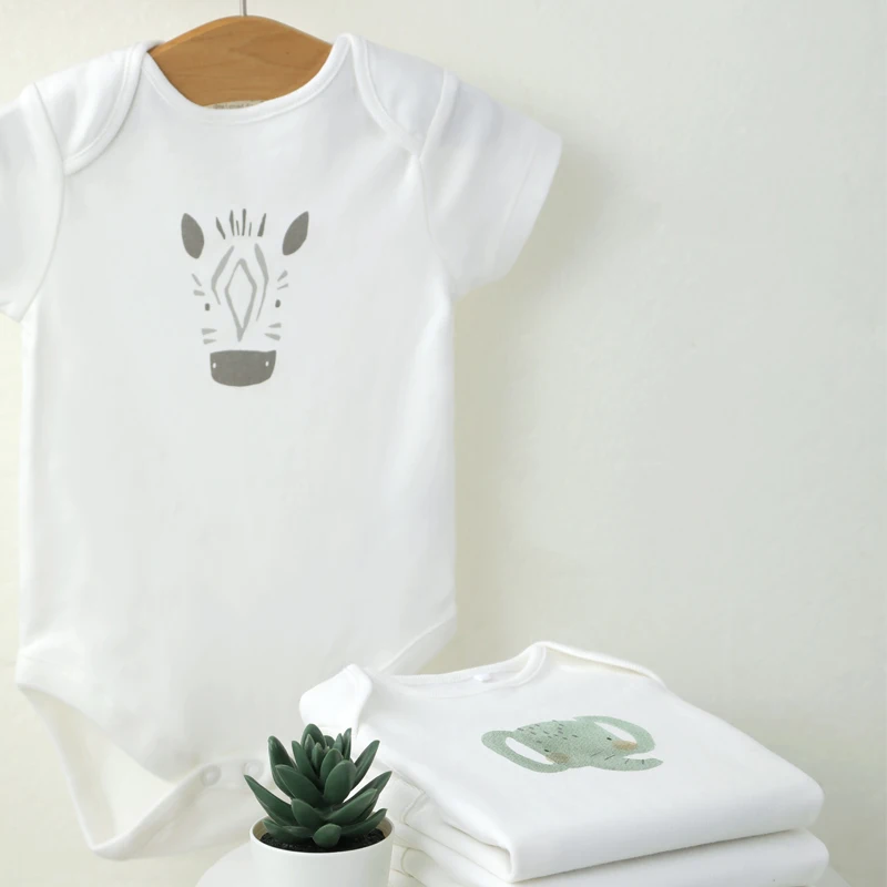Wholesale OEM ODM Custom LOGO Printing Plain Baby Clothes GOTS Organic Cotton Baby Bodysuit Set